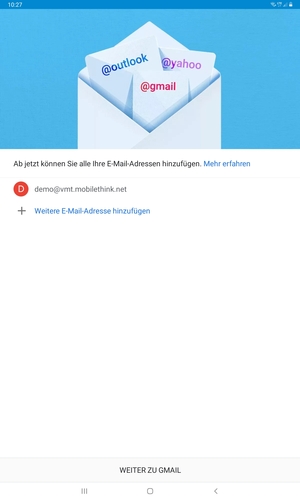 Wählen Sie WEITER ZU GMAIL