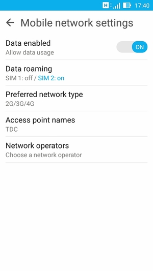 Select Preferred network type
