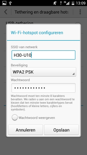 Voer een wachtwoord van ten minste 8 tekens in en selecteer Opslaan