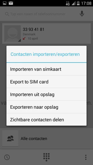 Selecteer Importeren van simkaart