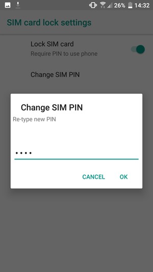 Confirm your new SIM PIN and select OK