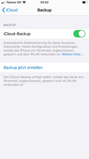 Wählen Sie Backup jetzt erstellen