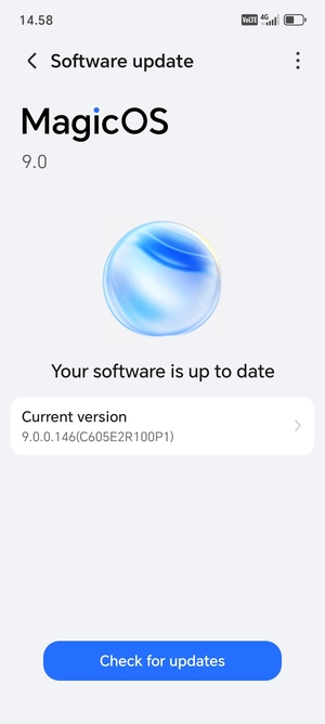 If your phone is up to date, you will see the following screen
