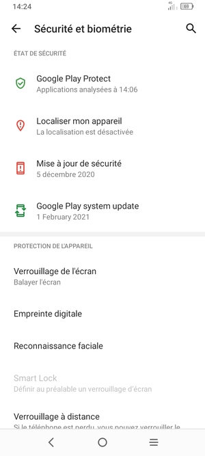 Sélectionnez Verrouillage de l'ecran