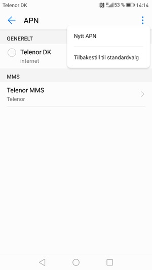 Velg menyknappen og velg Nytt APN