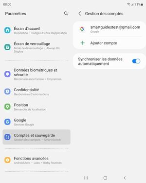 Sélectionnez votre compte Google