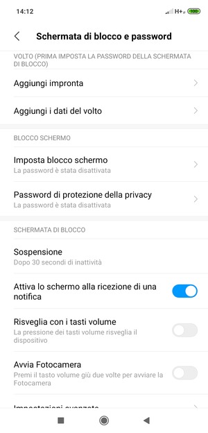 Seleziona Imposta blocco schermo