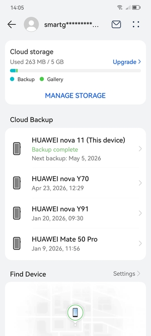 Select MANAGE STORAGE