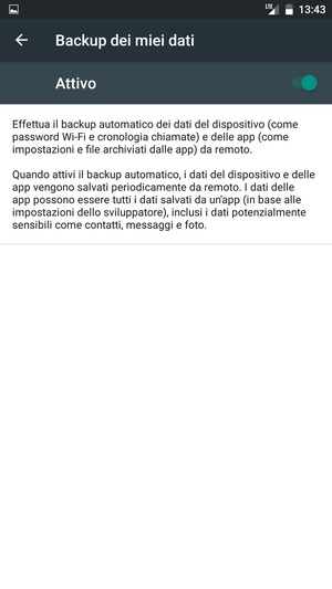 Seleziona il tasto Indietro