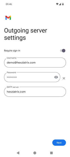 Enter  Outgoing server address and select Next