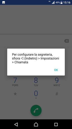 Se la segreteria telefonica non è configurata, seleziona OK