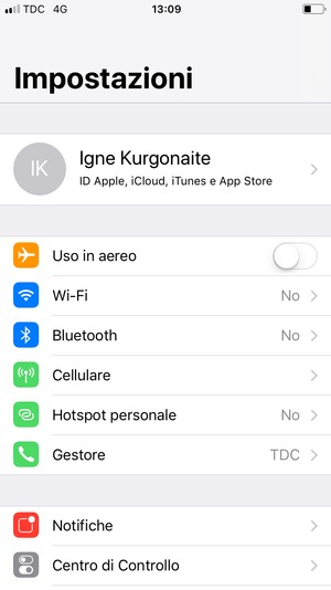 Seleziona ID Apple, iCloud, iTunes e App Store