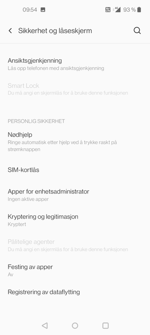 Bla til og velg SIM-kortlås