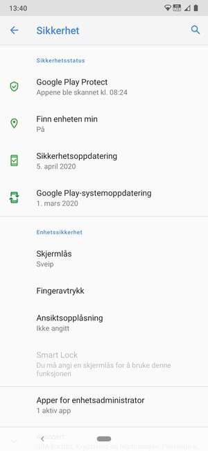 Velg Skjermlås