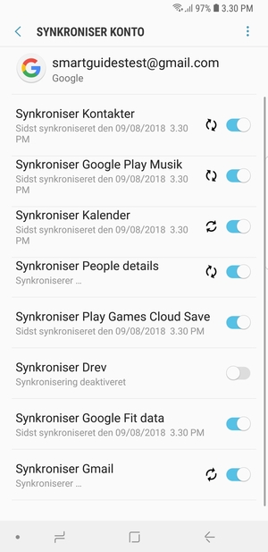 Dine oplysninger vil blive synkroniseret