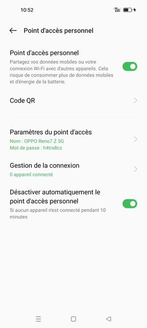 Votre téléphone est maintenant configuré pour être utilisé comme modem
