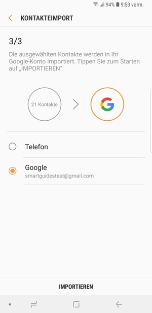Wählen Sie IMPORTIEREN