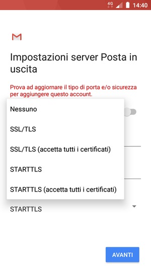 Seleziona Nessuno e AVANTI