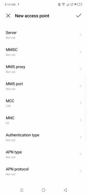 Scroll down and enter MMS information