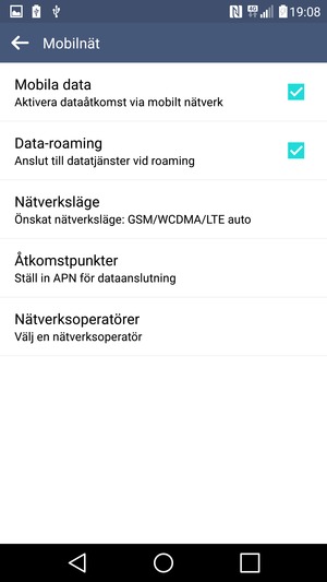 Slå på eller stäng av Data-roaming