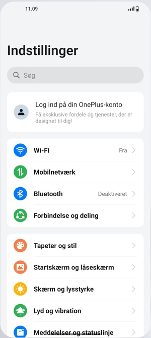 Vælg Forbindelse og deling