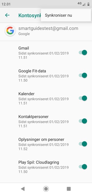 Vælg Synkroniser nu