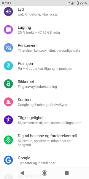 Bla til og velg Sikkerhet
