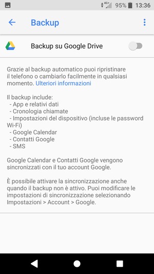 Attiva Backup su Google Drive