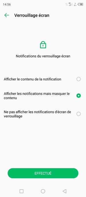 Sélectionnez votre option préférée et sélectionnez EFFECTUÉ