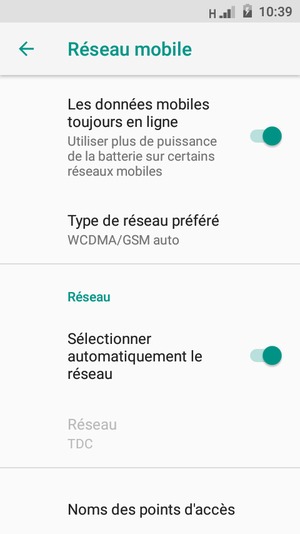 Faites défiler et sélectionnez Noms des points d'accès