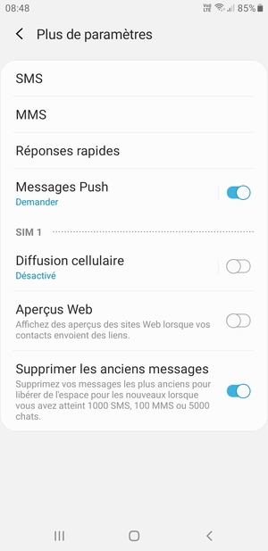 Sélectionnez SMS
