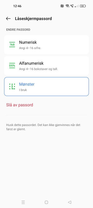 Telefonen din er nå sikret med en skjermlås