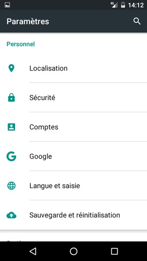 Faites défiler et sélectionnez Sécurité