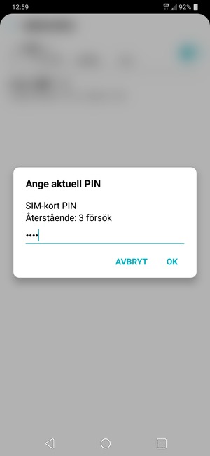Ange din Aktuell SIM-kort PIN och välj OK