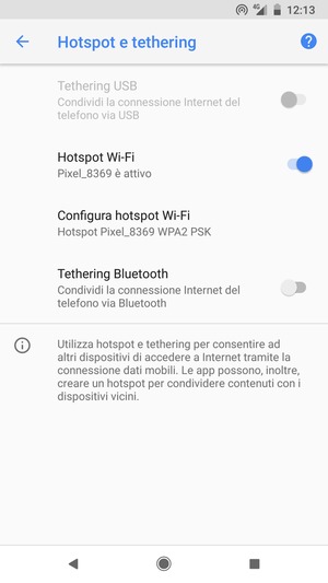 Il telefono è ora pronto per essere usato come modem