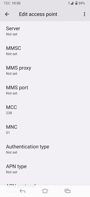 Scroll down and enter MMS information