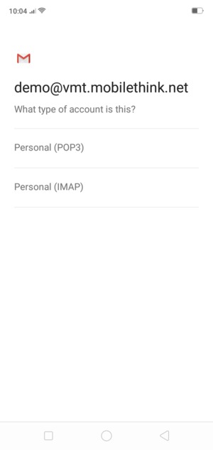Select Personal (POP3) or Personal (IMAP)