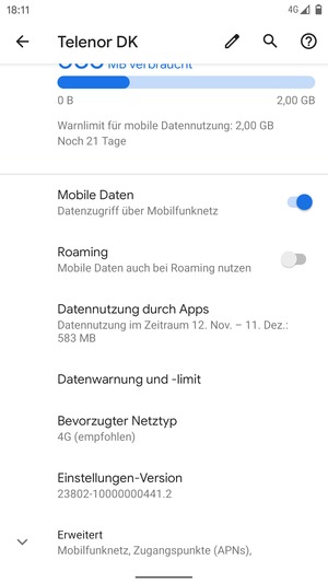 Um das Netzwerk zu wechseln, falls Probleme auftreten, wählen Sie Erweitert
