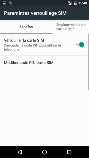 Sélectionnez Modifier code PIN carte SIM