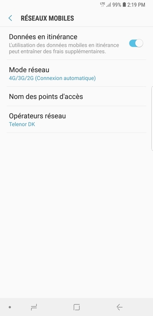 Activer ou désactiver Données en itinérance