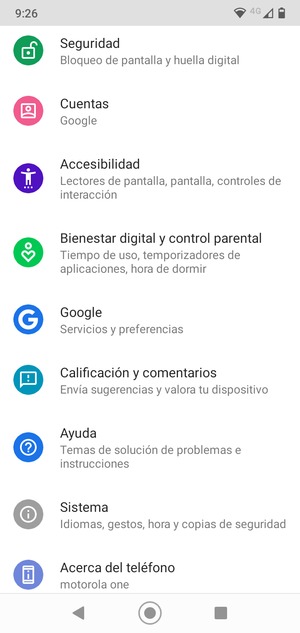 Desplácese y seleccione Seguridad