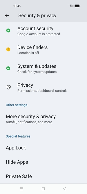 Scroll to and select More security & privacy