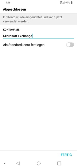 Geben Sie Ihrem Konto einen Namen und wählen Sie FERTIG