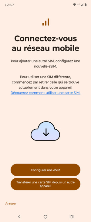 Sélectionnez Configurer une eSIM