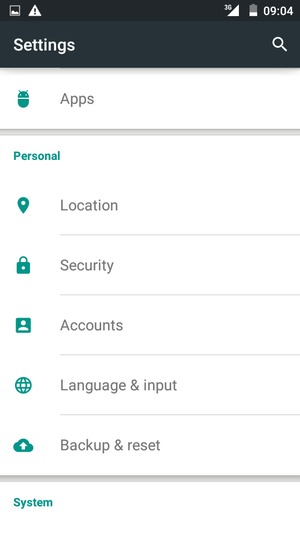 Scroll to and select Security