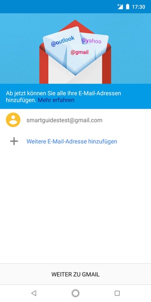 Wählen Sie WEITER ZU GMAIL