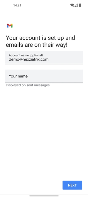 Give your account a name and enter your name. Select NEXT