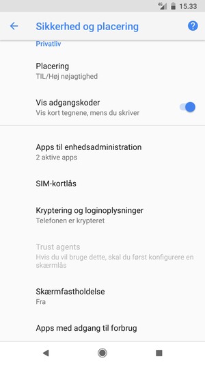 Scroll til og vælg SIM-kortlås