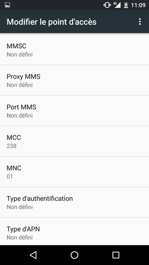 Faites défiler vers le bas et saisissez les informations Internet