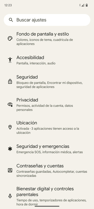 Desplácese y seleccione Ubicación